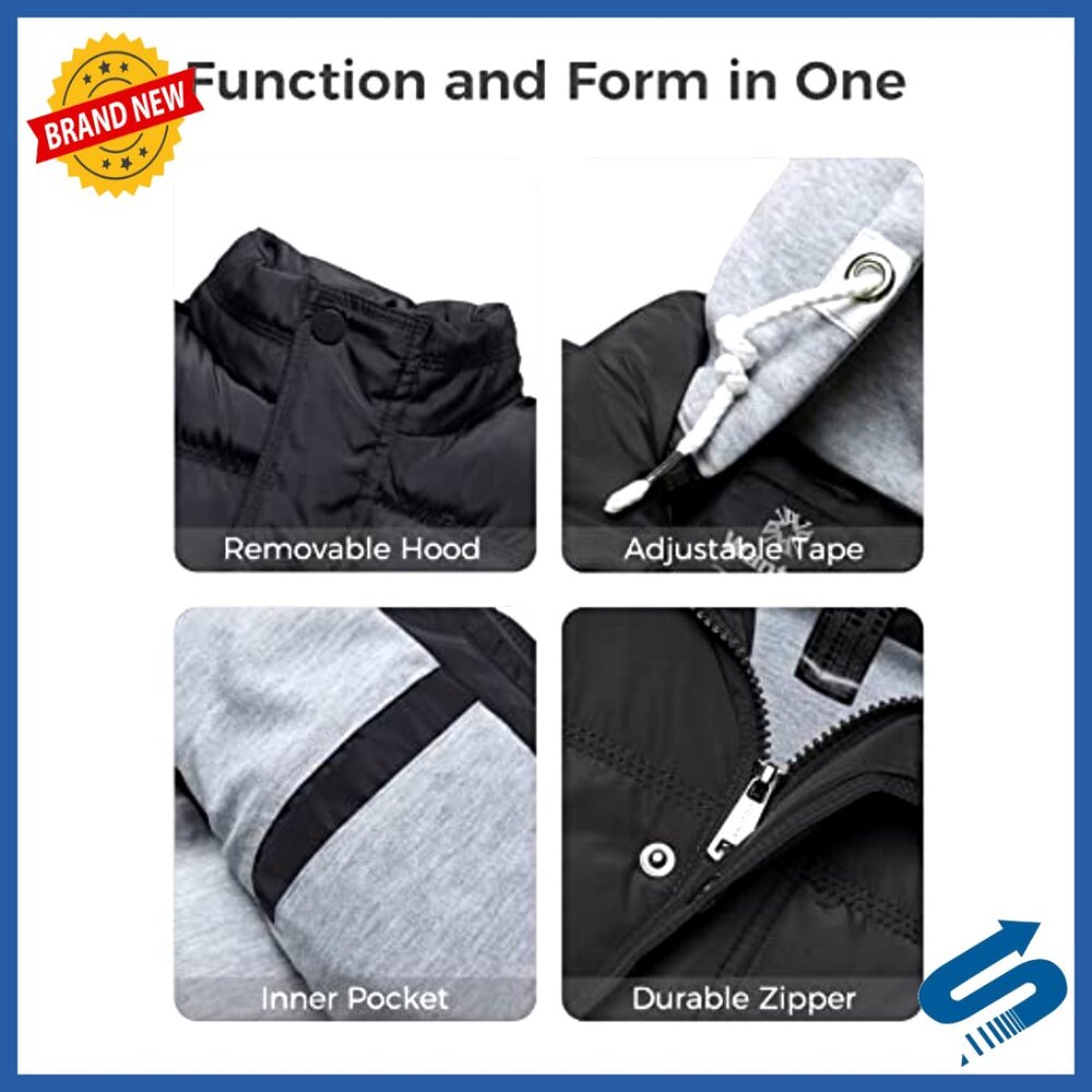 Plus Size Puffer Vest with Removable Hood, Quilted Winter Vest, Sleeveless - Picture 6 of 6
